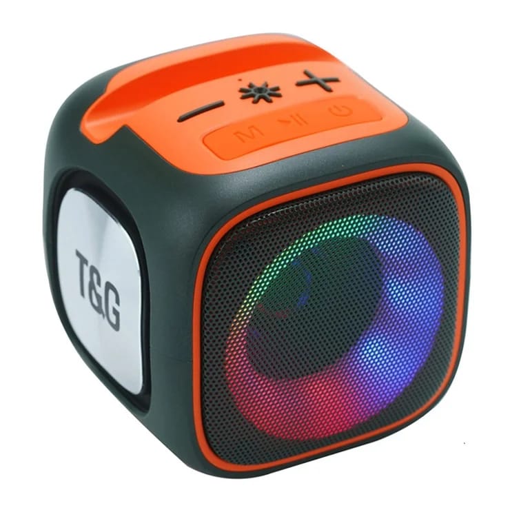 T&G Portable Bluetooth Speaker, LED Lights, Phone Holder, Powerful Bass