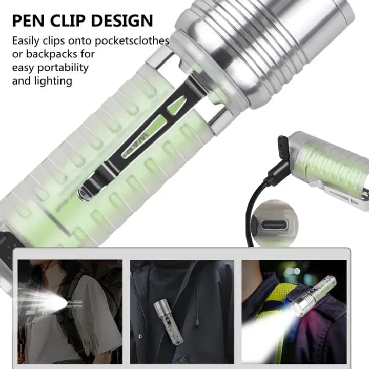 520A Multifunctional Zoom Flashlight,  Rechargeable Torch with White, Red, Blue