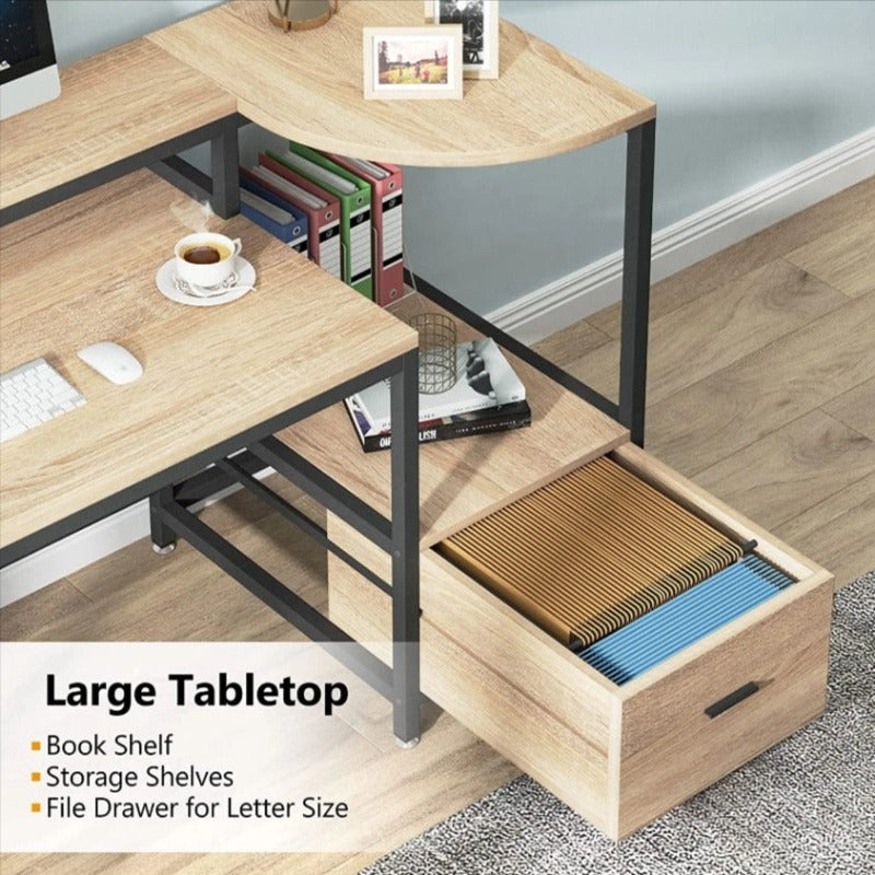Gibbous Home Office Workstation Writing Organizer Desk Drawer Table