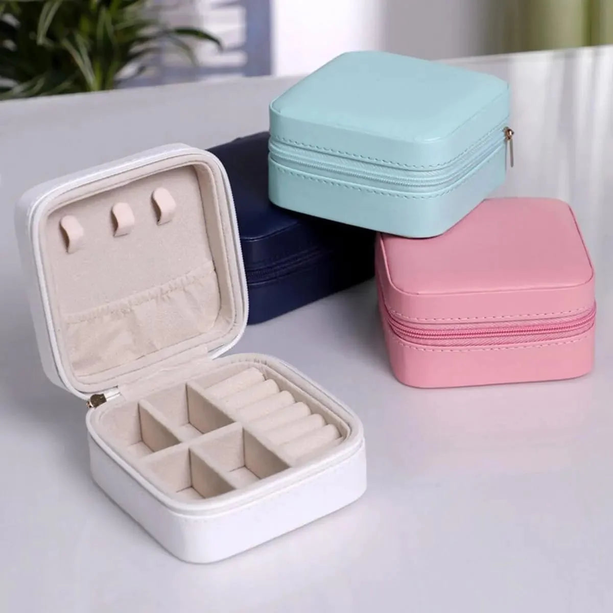 Storage Box, Travel Jewelry Zipper Organizer Case