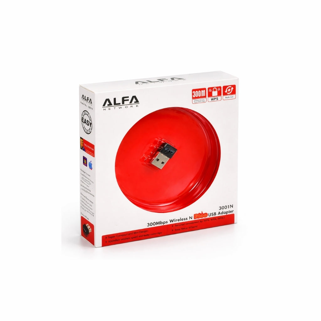WiFi Adapter, Alfa Mini USB 300 Mbps for Laptop and PC