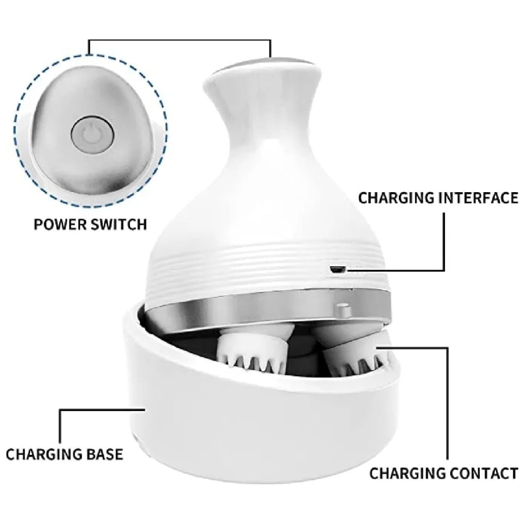Wireless Scalp Massager with 4 Nodes Waterproof Head and Body Massager