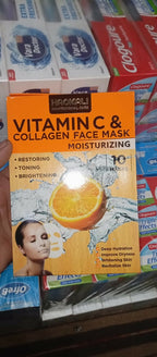 HAQKALI Professional Care Vitamin C & Collagen Moisturizing Face Mask - Restoring, Toning, and Brightening (pack of 10)