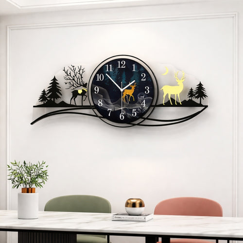 Wooden Wall Clock, Modern LED, Decorative 3D Design Large Size