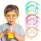Funny Silly Straw Glasses for Kids and Adults – Creative Flexible Drinking Straw Eyeglasses Fun Party Accessory (Random Color)