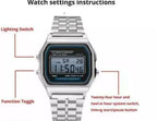 Digital Retro Watch, Stainless Steel Bracelet, for Unisex