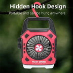 Multipurpose Rechargeable Desk & Camping Fan with LED Light, Flashlight & Power Bank