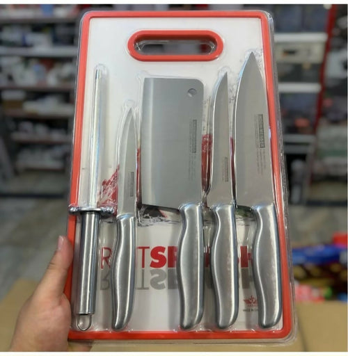 6 In 1 Knife Set With Filer And Chopping Board
