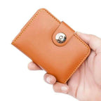 Boy’s Leather Wallet Black Mustard Brown Snap Closure