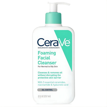 CeraVe Foaming Facial Cleanser 237ml, Oil Control Face Wash for Oily Skin