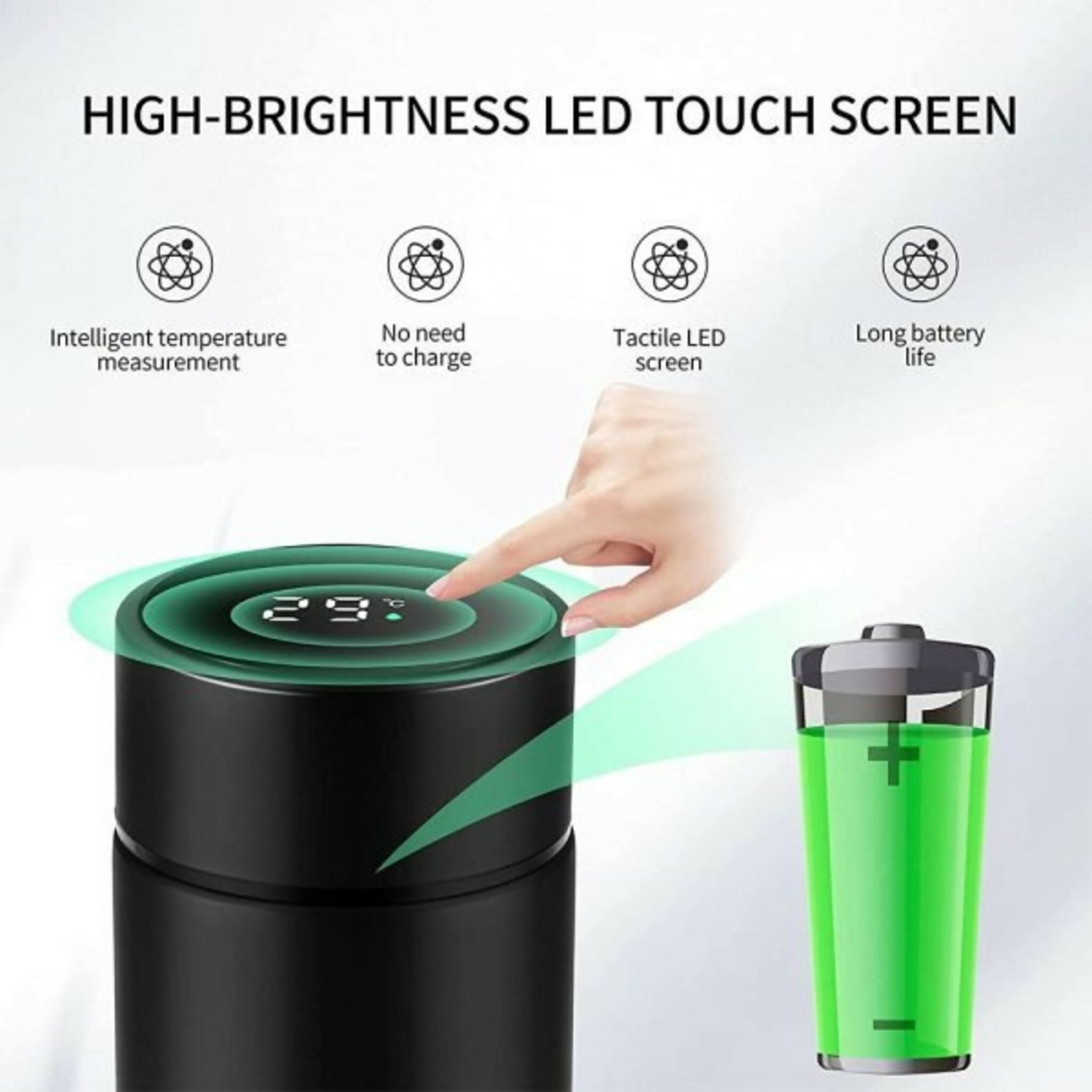 LED Temperature Display Water Bottle Stainless Steel Vacuum Insulated Flask