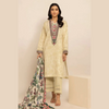 Unstitched Suit, Mirha Print Lawn Cream Stylish & Versatile Summer Wear