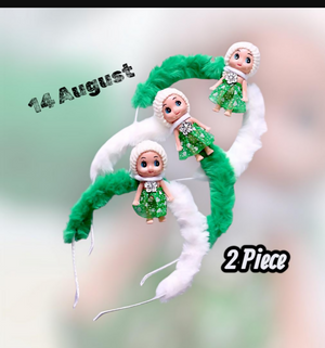 Green Printed Hair Bands For Girls Pack of 2