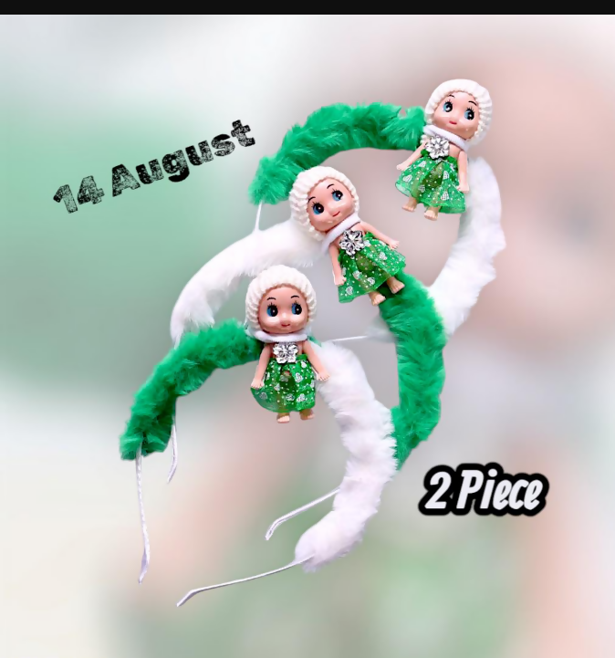 Green Printed Hair Bands For Girls Pack of 2