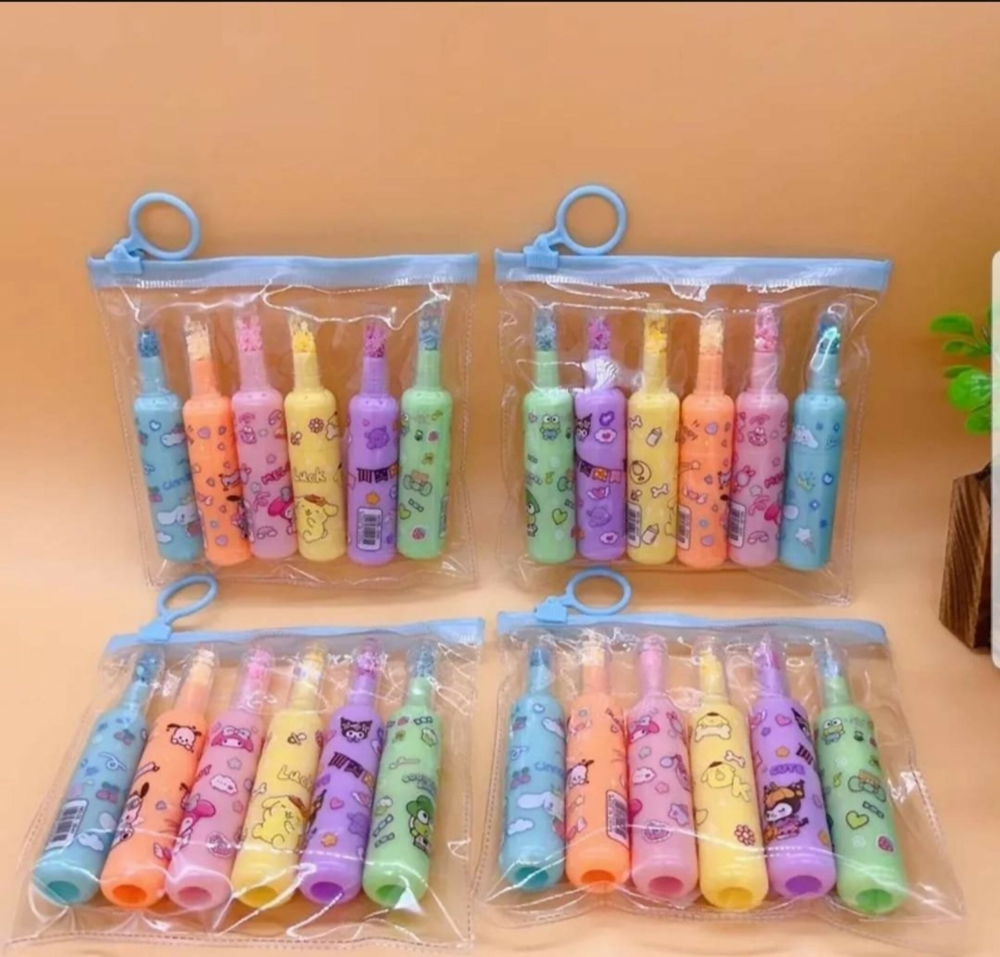 Pack of 6 Bottle Shaped Kromi Character Highlighters for Girls and Boys