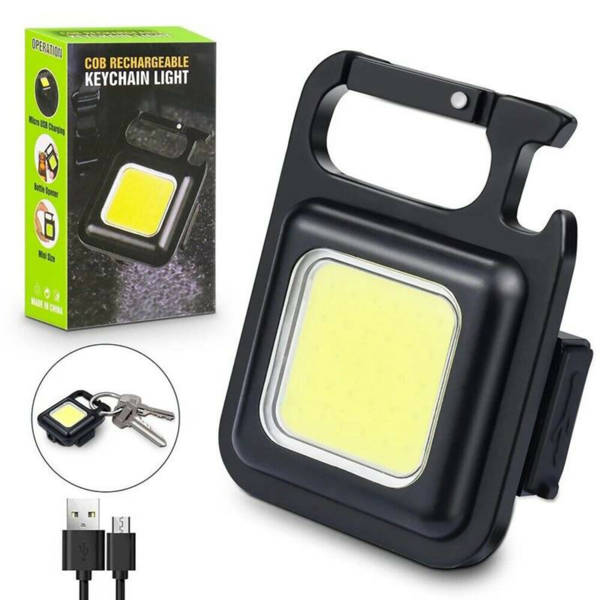 Rechargeable Mini COB Light With Box | 3-in-1 LED Flashlight Torch | 3 Modes Portable Emergency Light