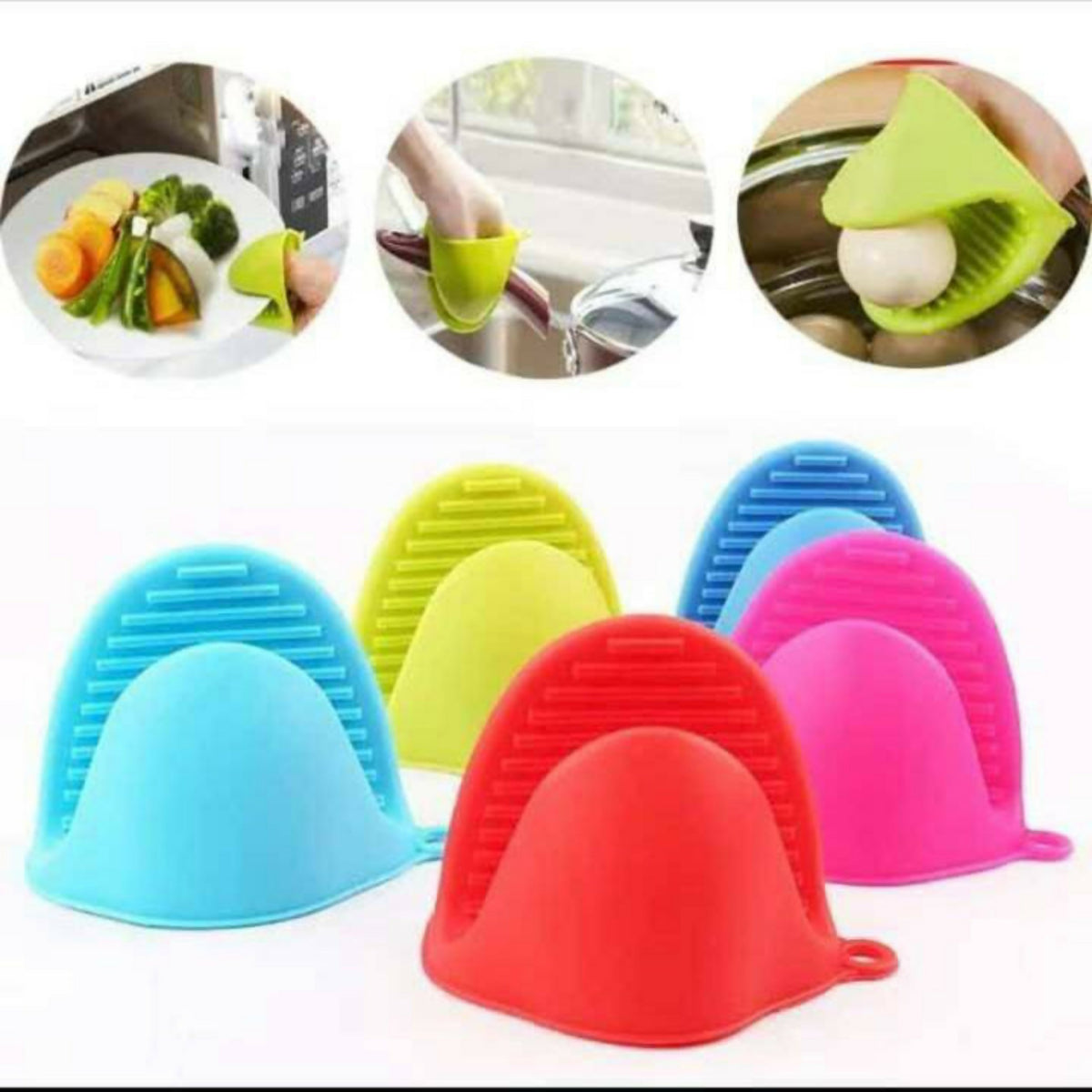 1 Pair Silicone Heat Resistant Glove Clips – Non-Slip Pot & Bowl Holders, Cooking & Baking Oven Mitts