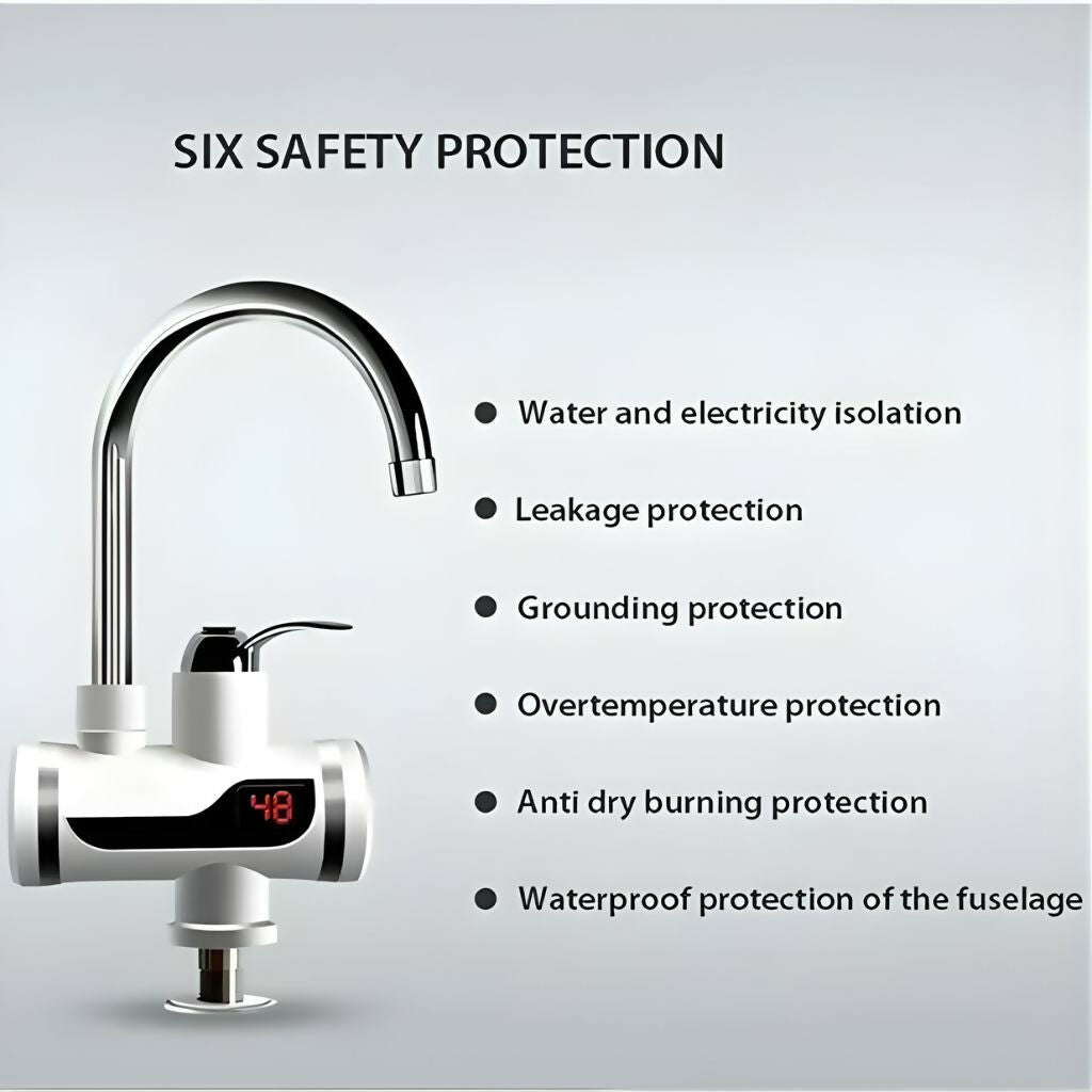 Instant Hot Water Tap, Electric Tankless Heater, Fast Heating for Kitchen