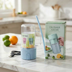 Portable Mini Crusher Juicer – USB Rechargeable Electric Juice Cup with Straw & Handle | Smoothie & Shake Maker