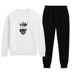 KING Printed White Tracksuit Sweatshirt & Trouser | Warm & Comfortable Winter Wear | Medium, Large and XL