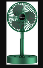 Rechargeable Green Desk Fan With Base & Foldable Design