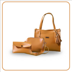 3-Piece Handbag Set, Includes Makeup & Hand Pouch, Ideal for Daily Use