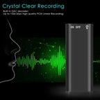 Digital Voice Recorder Mini Voice Recorder with 16GB, 32GB USB Flash Drive and Mp3 Function192 Hours Recording Capacity Black Small Audio Dictaphone for Meetings and Transfer Files 192Kbps