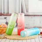 Hello Master 480ml Frosted Glass Water Bottle – Transparent Leak-Proof Portable Drinkware with Carrying Strap (Random Color