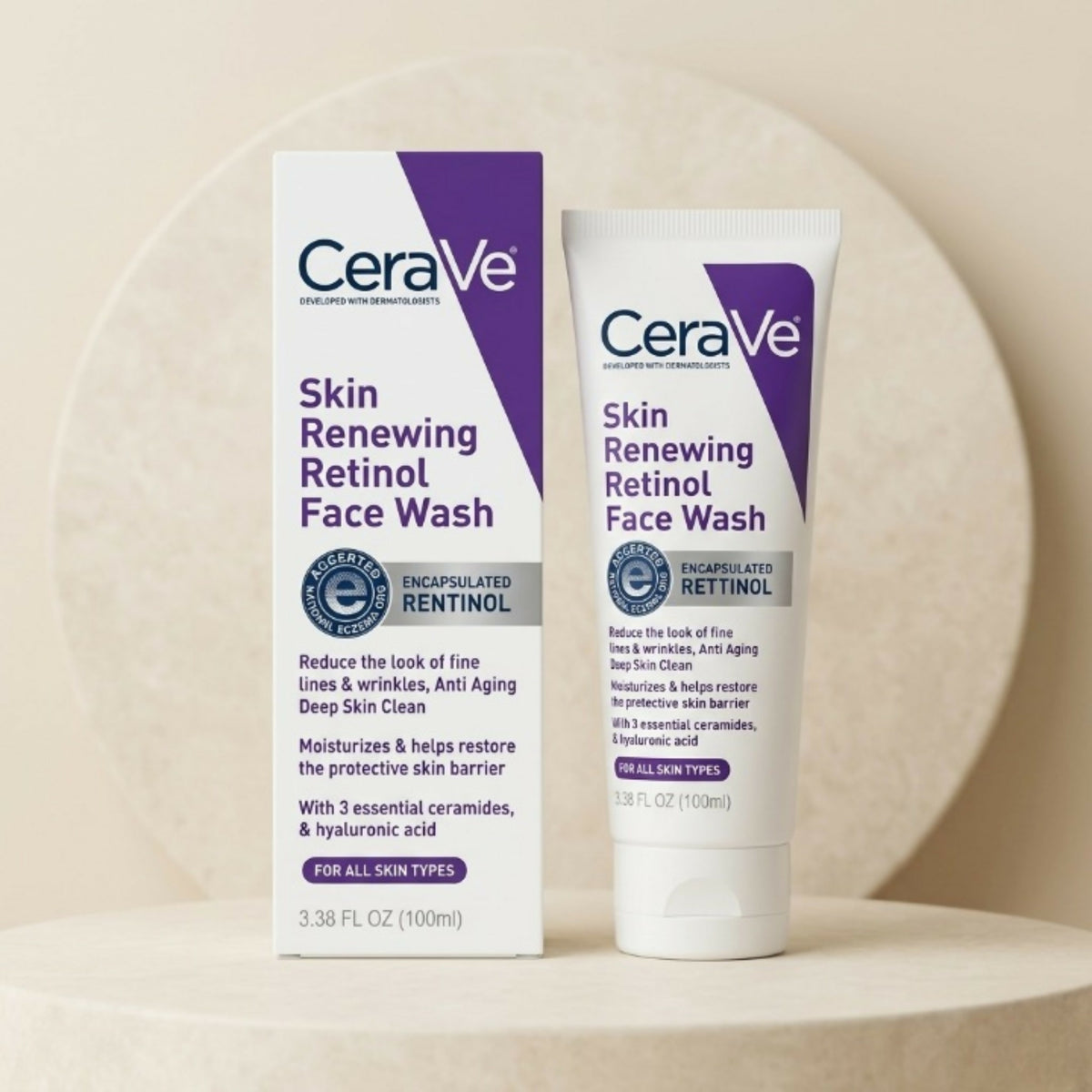 Renewing Retinol Face Wash 100ml – Anti-Aging Cleanser with Ceramides & Hyaluronic Acid