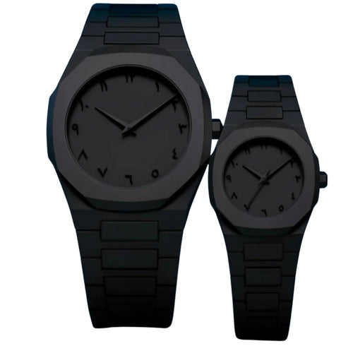 Premium Black Couple Watch Set, Minimalist Design, for Unisex