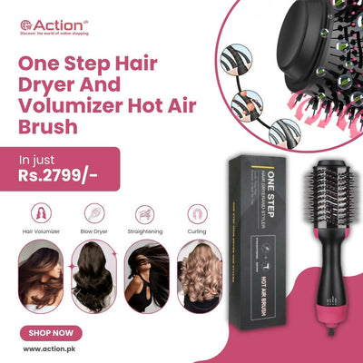 One Step 2-in-1 Hot Air Brush, Hair Dryer, Straightener & Volumizer Unisex Use