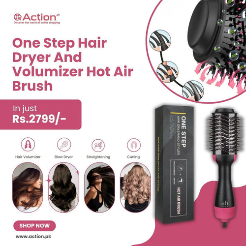 One Step 2-in-1 Hot Air Brush, Hair Dryer, Straightener & Volumizer Unisex Use