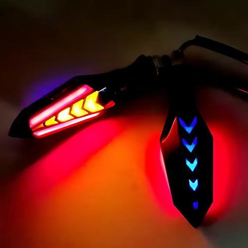 Universal 12V LED DRL Flowing Turn Signal Indicators – 2 Pcs Sequential Arrow Bike Indicators
