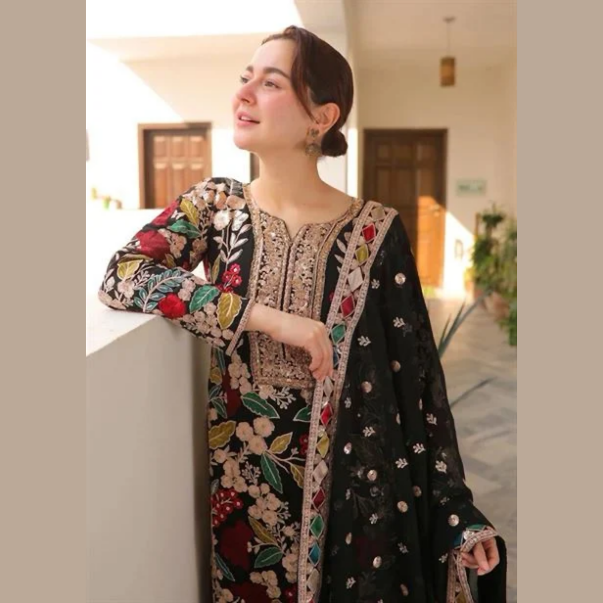 Unstitched Suit, Black Luxury Lawn Collection & Pure Lawn Fabric, for Women