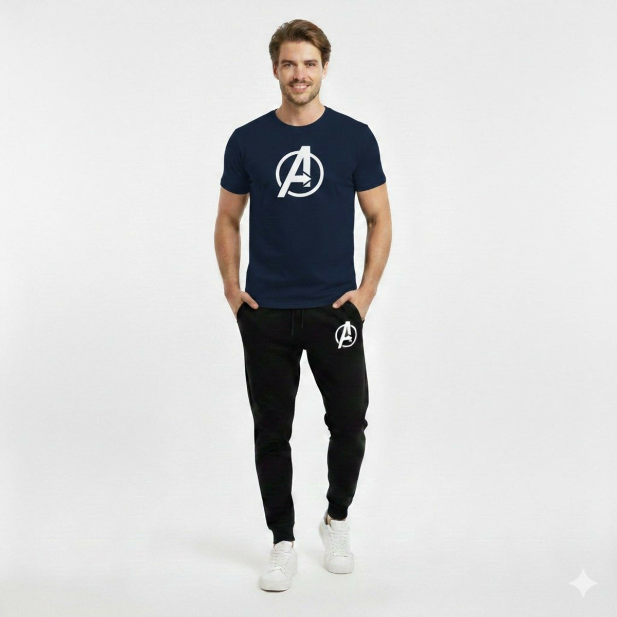 Round neck, half-sleeve casual T-shirt with matching trouser