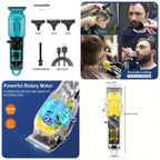 Transparent LCD Electric Hair Trimmer | USB Rechargeable | Professional Grooming