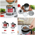 .4L Fryer Oil Filter Pot Carbon Steel Jug with Stainless Steel Strainer Lid