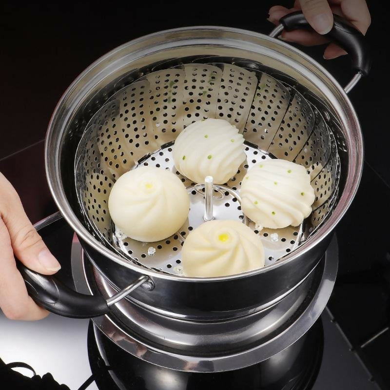 Stainless Steel Folding Vegetable Steamer Basket Stainless Steel Detachable Steaming Rack Steamer Tray for Kitchen Cookware