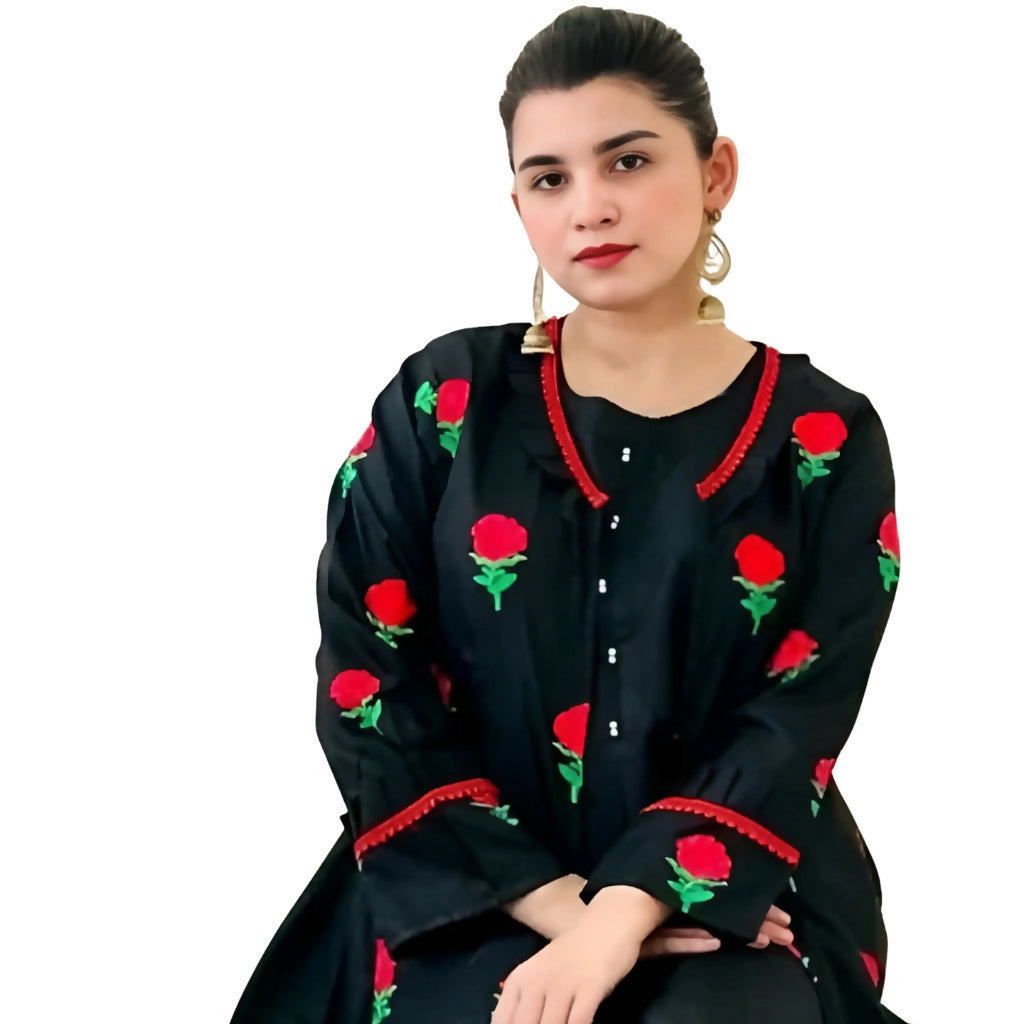 Silk Fancy Gown 3pc, Embroidered Silk Dress, for Women