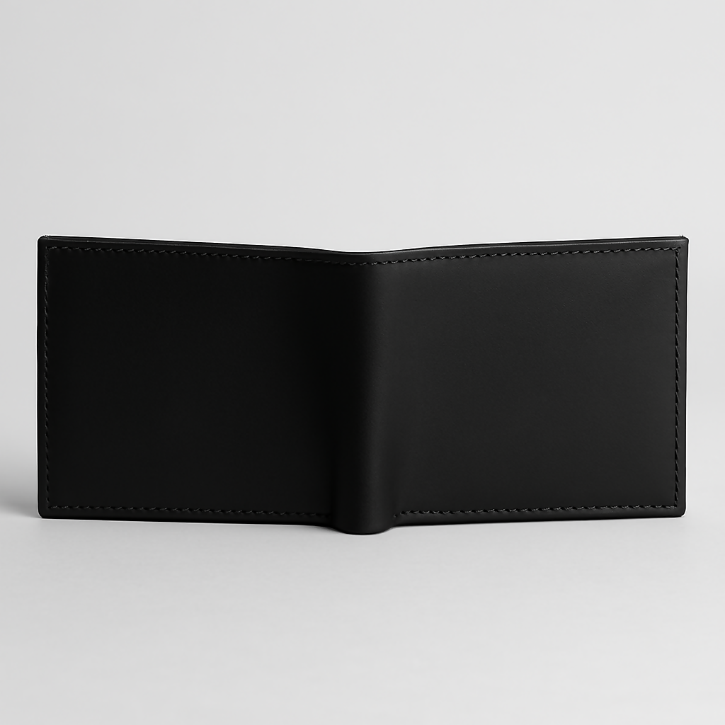 Original Cow Leather Handmade Men’s Wallet – Premium Slim Bifold Design, Available in Black, Brown & Mustard - Black