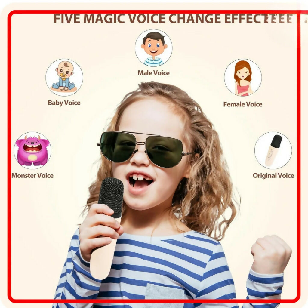 3-in-1 Karaoke Mic, Bluetooth Speaker, LED Lights, for Kids & Adults