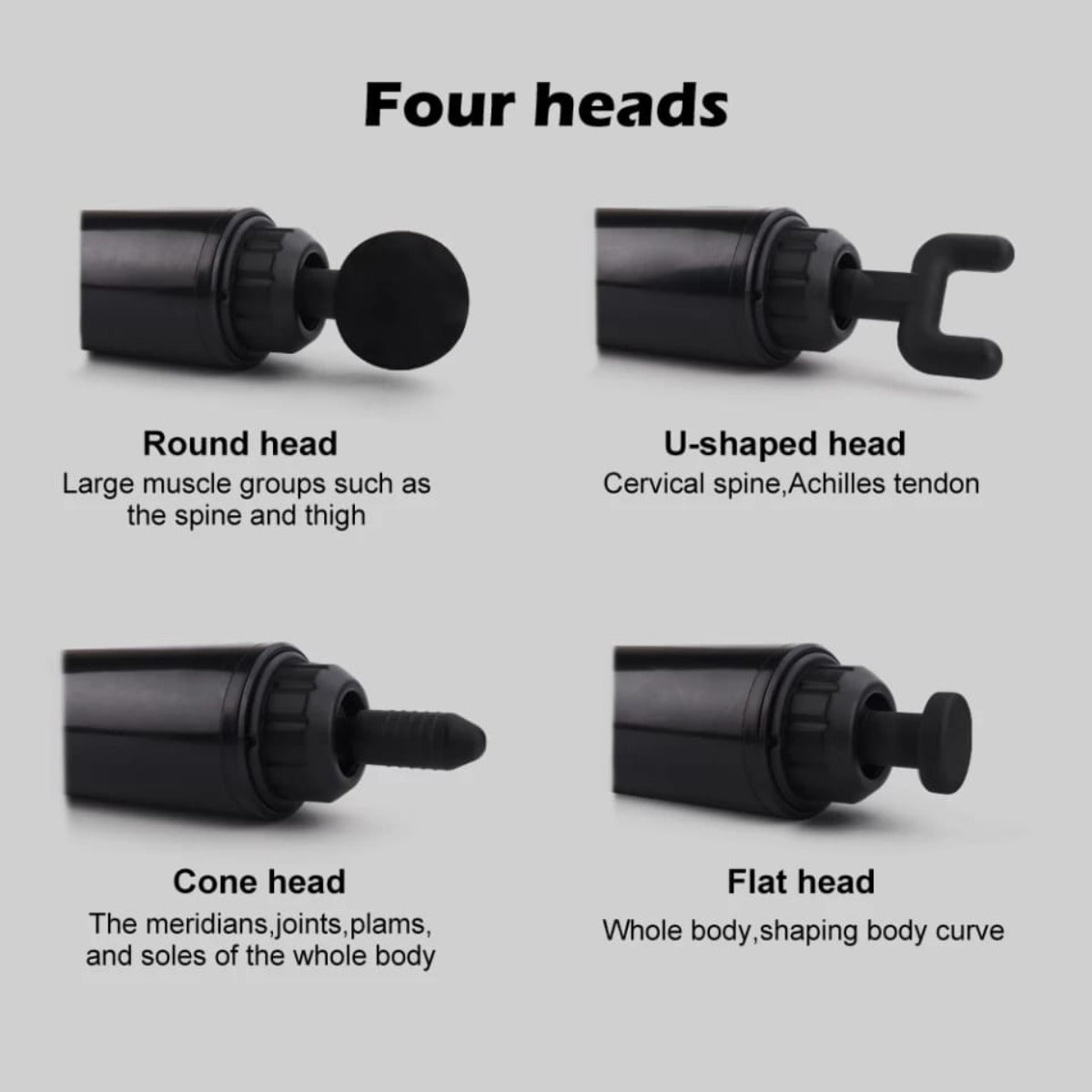 Electric Massage Gun Rechargeable Muscle Massager with 4 Heads