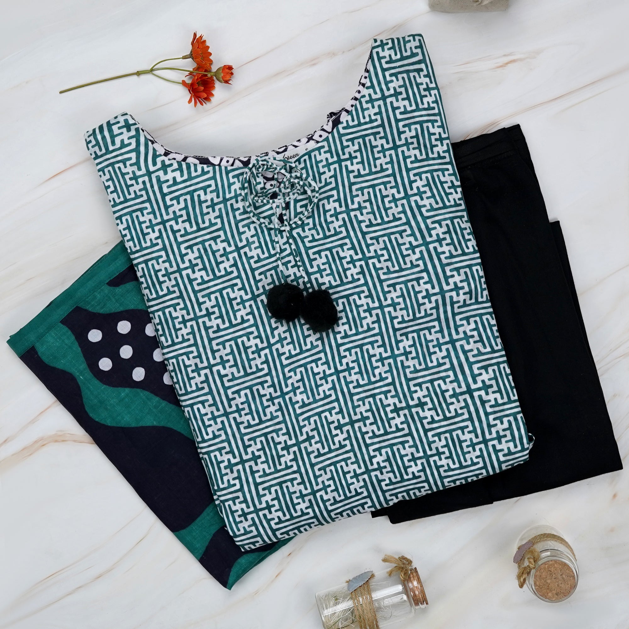 Green Geometric Print