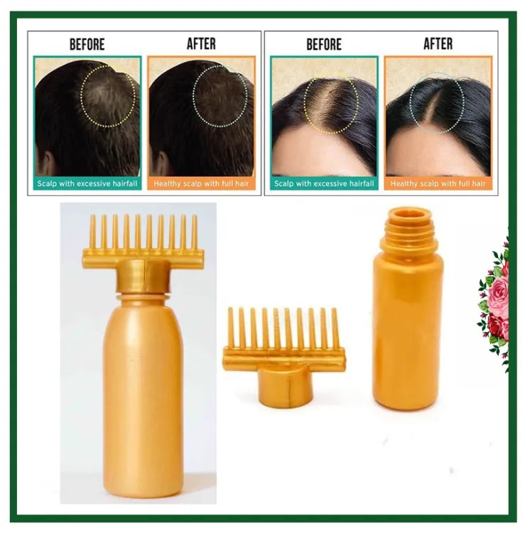 Golden Hair Comb Applicator Bottle  Oil, Shampoo & Dye Dispenser Tool