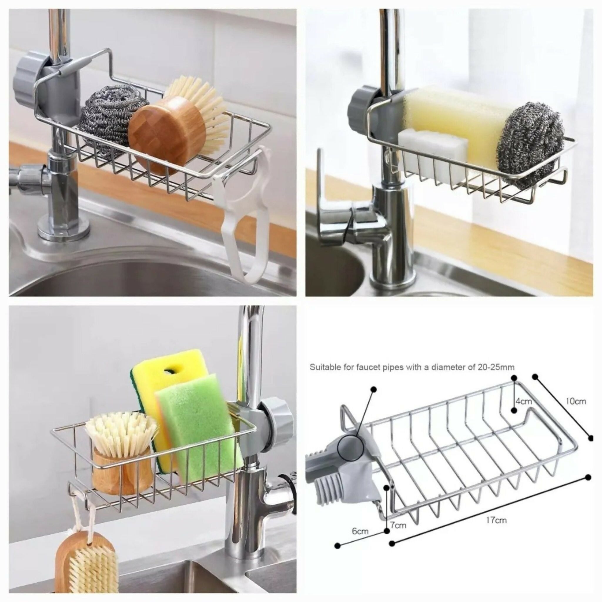 Stainless Steel Adjusting Multifunctional Kitchen Faucet Sponge Holder