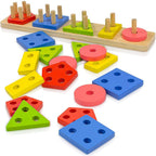 Wooden Puzzle Geometric Shape Sorter Learning Game for Kids