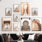 Islamic Calligraphy Wall Art 9 Piece Frame Set With Architectural Design