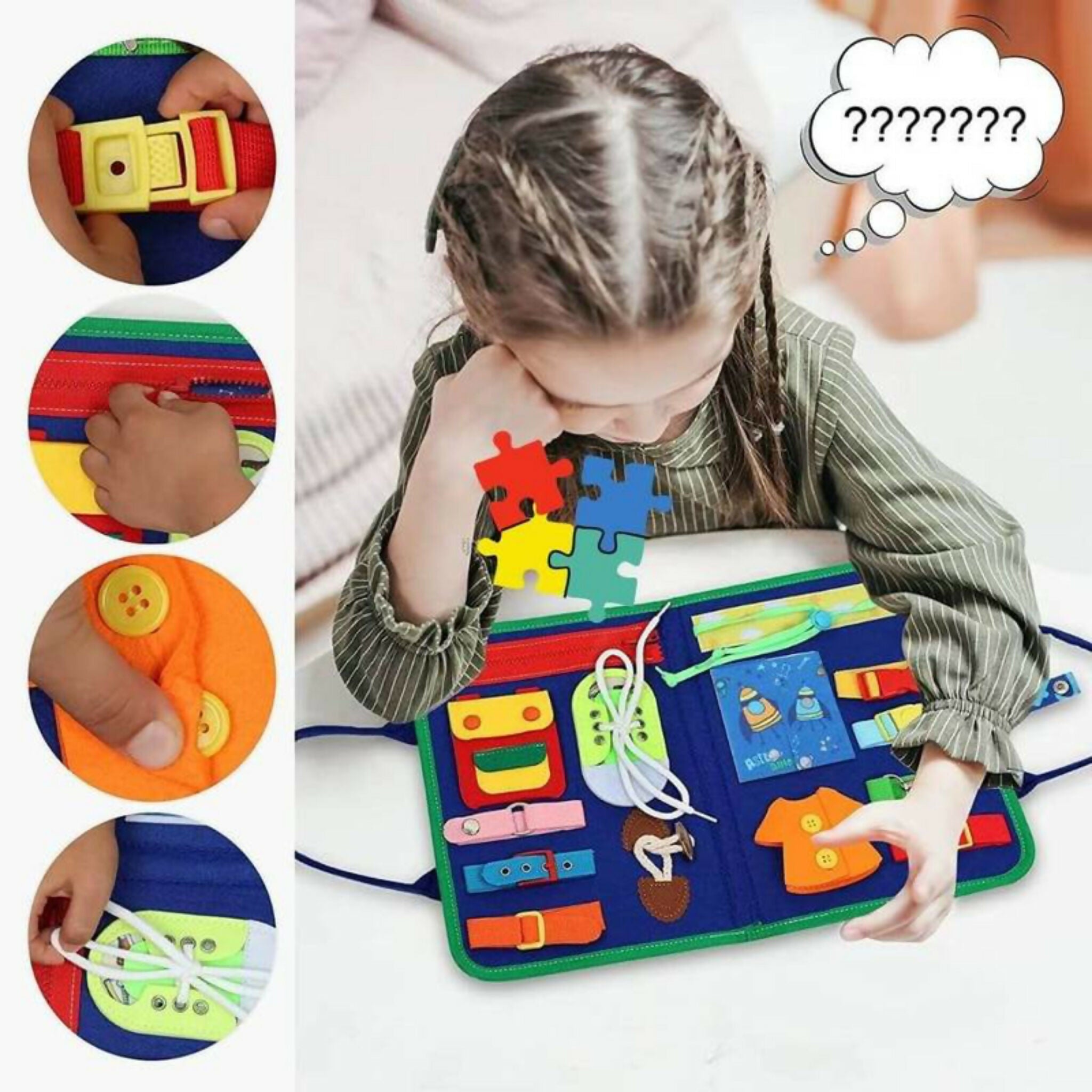 Reusable Montessori Busy Book for Toddlers | 4-Page Educational Activity Book with Stickers & Flashcards
