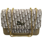 Beige | Dior Oblique Canvas & Leather Flap Clutch | Luxury Designer Handbag for Women