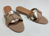 Women’s Tan & Gold Flat Sandals | Stylish Slides
